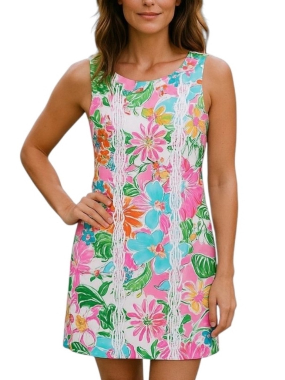 Lilly Pulitzer target Nosey Posie Pink Multi Floral Sleeveless dress size 14
